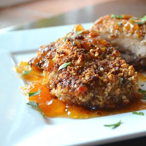 Fennel and Mustard Crusted Chicken with Apricot Sauce