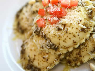 Cheese Ravioli with Parmesan Pesto