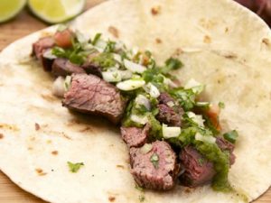 Steak Soft Tacos with Verde Sauce